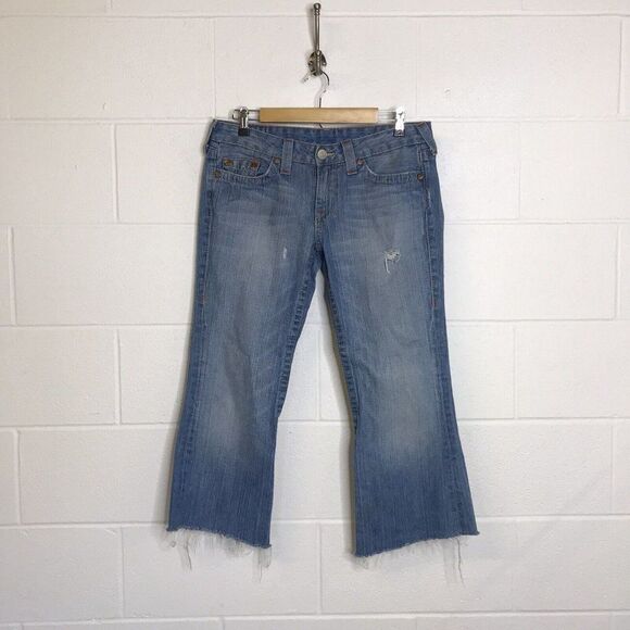 True Religion Womens Bobby Intentionally Cropped Distressed Size Marked 31 - Picture 1 of 12
